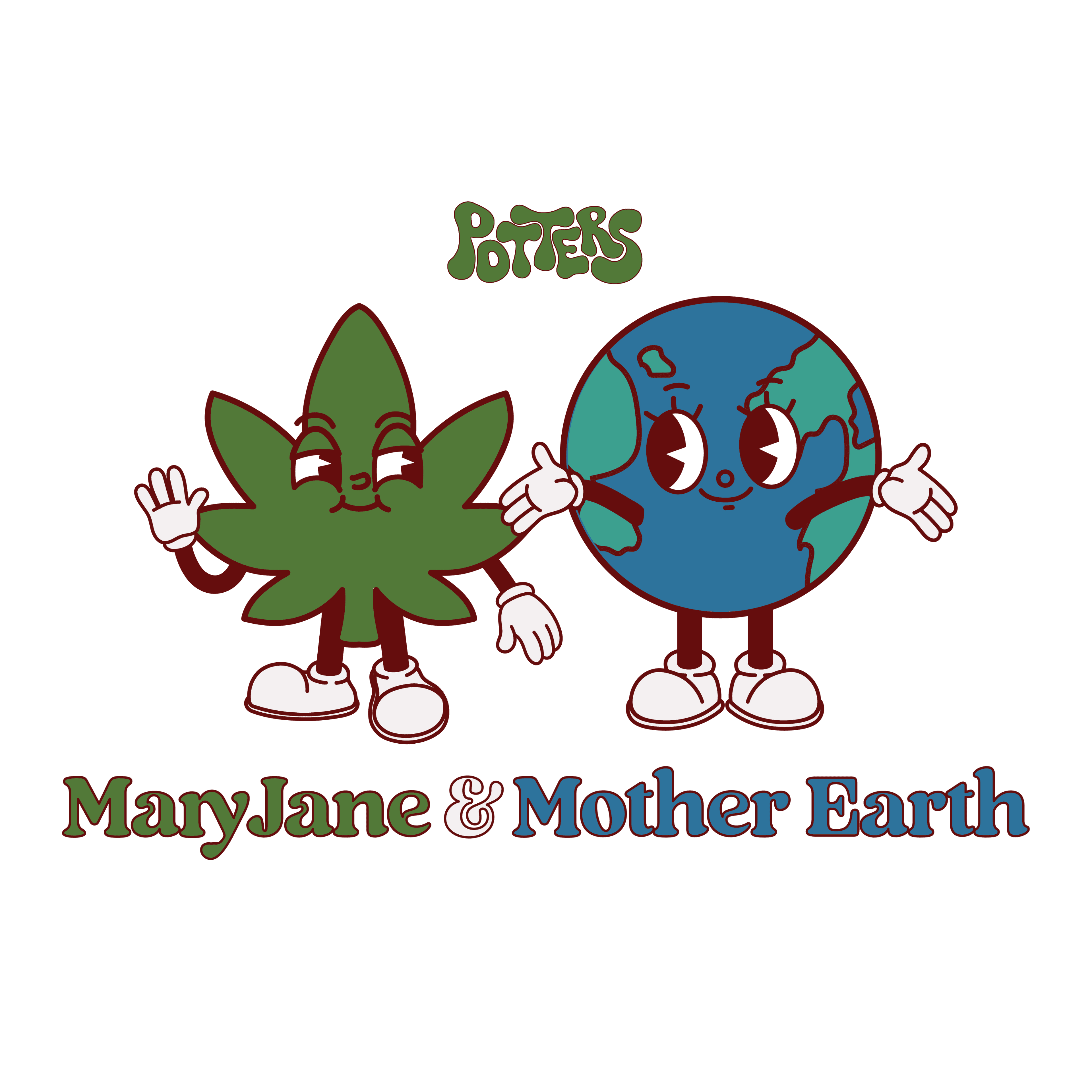 MaryJane and Mother Earth illustrated Potter's sticker.